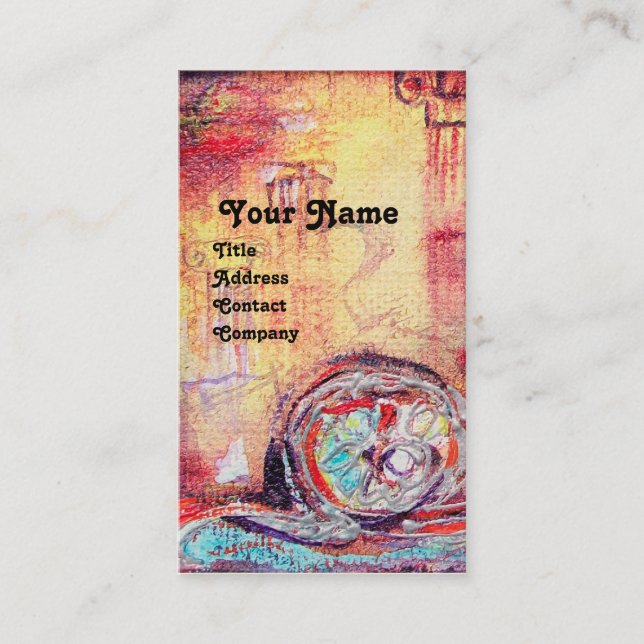 Cartão De Visita ARCADIA, Abstrato de Prata Amarelo Vermelho Azul (Frente)