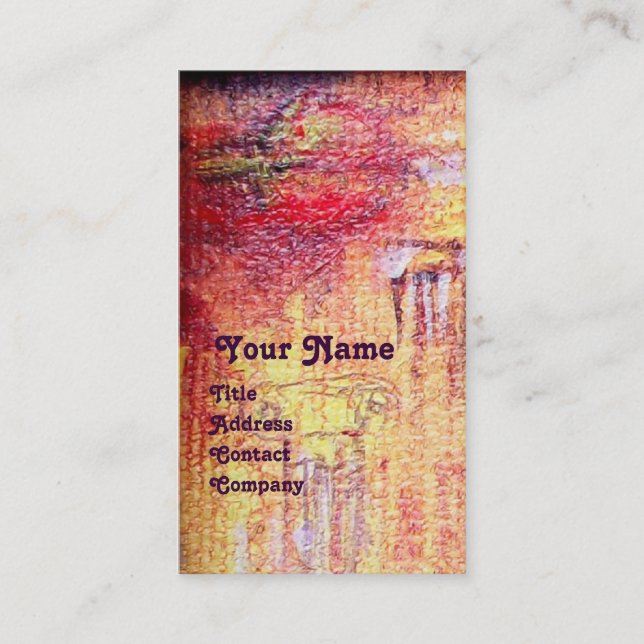 Cartão De Visita ARCADIA, Abstrato de Prata Azul Amarelo Vermelho (Frente)