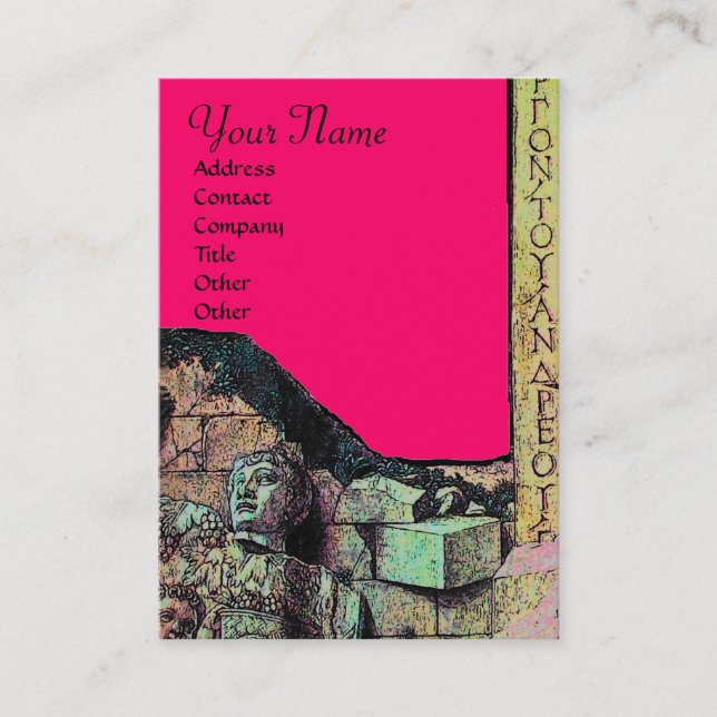 Cartão De Visita ARCHEO/Antiquário,Monograma de Arqueologia,Fúchsia (Frente)