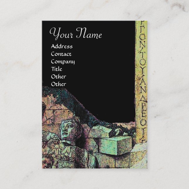 Cartão De Visita ARCHEO/Antiquário,Monograma de Arqueologia, Verde  (Frente)