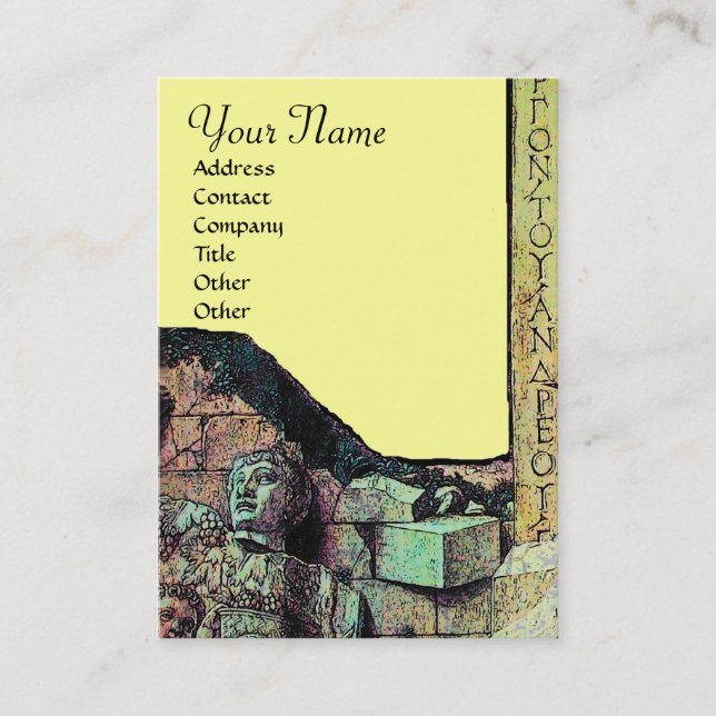 Cartão De Visita ARCHEO/Antiquário,Monograma de Arqueologia,Verde A (Frente)