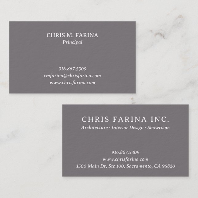 Cartão De Visita Architect Firm Business Card in Fossil Gray (Frente/Verso)