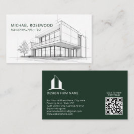 Cartão De Visita Architect Technical Drawing Sketch | Green