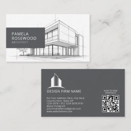 Cartão De Visita Architectural Technical Drawing White Grey