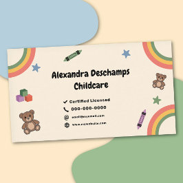 Cartão De Visita Arco-íris, Giz de Cera & Urso de Pelúcia - Creche