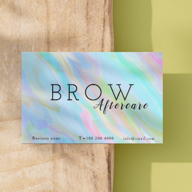 Cartão De Visita Arco-Íris Holográfico Após Instruções De Cuidados (Rainbow Holographic Brow After Care Instructions Business Card)