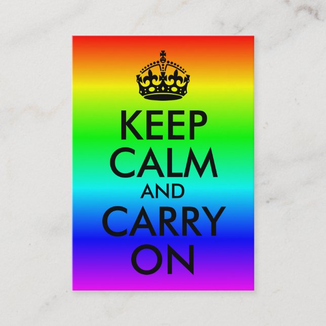 Cartão De Visita Arco-íris Keep Calm e Continue (Frente)