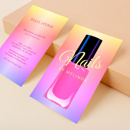 Cartão De Visita Arco-íris moderno da polônia do salão de unhas