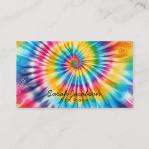 Cartão De Visita Arco-íris Psicodélico Retro Tie-Dye