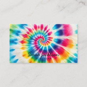 Cartão De Visita Arco-íris Psicodélico Retro Tie-Dye
