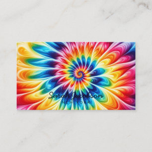Cartão De Visita Arco-íris Psicodélico Retro Tie-Dye