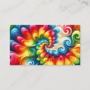 Cartão De Visita Arco-íris Psicodélico Retro Tie-Dye