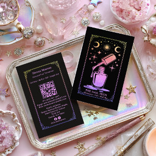 Cartão De Visita Arco-íris Retro Tarot Celestial Código QR de artis