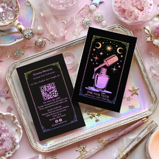 Cartão De Visita Arco-íris Retro Tarot Celestial Código QR de artis