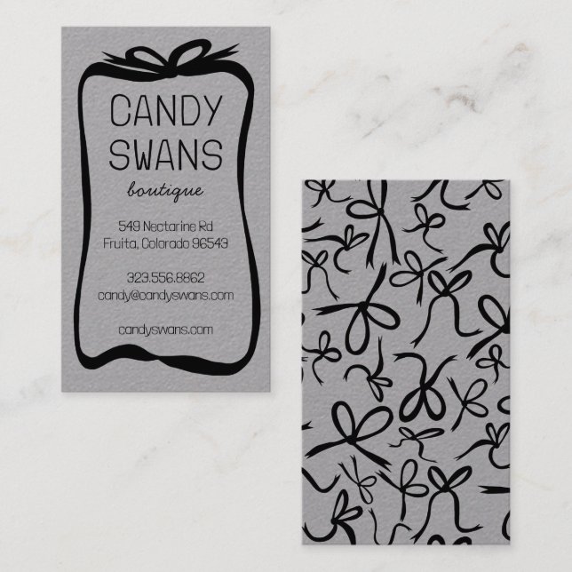 Cartão De Visita Arcos de Fita Negra Cinzas de Luxo Femininas Perso (Frente/Verso)