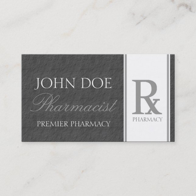 Cartão De Visita Ardósia cinzenta escura da farmácia da prescrição (Frente)