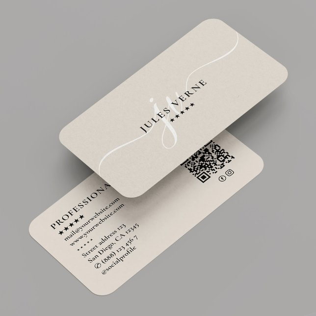 Cartão De Visita Areia mínima do Marketing profissional (Professional Minimal Marketing Monogram Sand Business Card
)