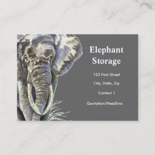 Cartão De Visita Armazenamento de Elefantes Aquarela Arte Animal Af