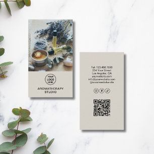 Cartão De Visita Aromaterapia Logotipo Personalizado Spa QR Profess