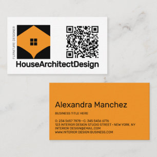 Cartão De Visita Arquiteto de Design de Interiores Código QR