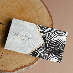 Cartão De Visita Arquiteto de palmeiras de ouro branco preto modern