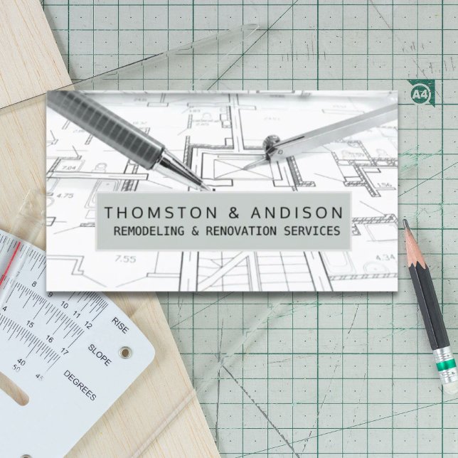 Cartão De Visita Arquiteto do Contratante do Construtor de Construç (Modern Construction Builder Contractor Architect Business Card)