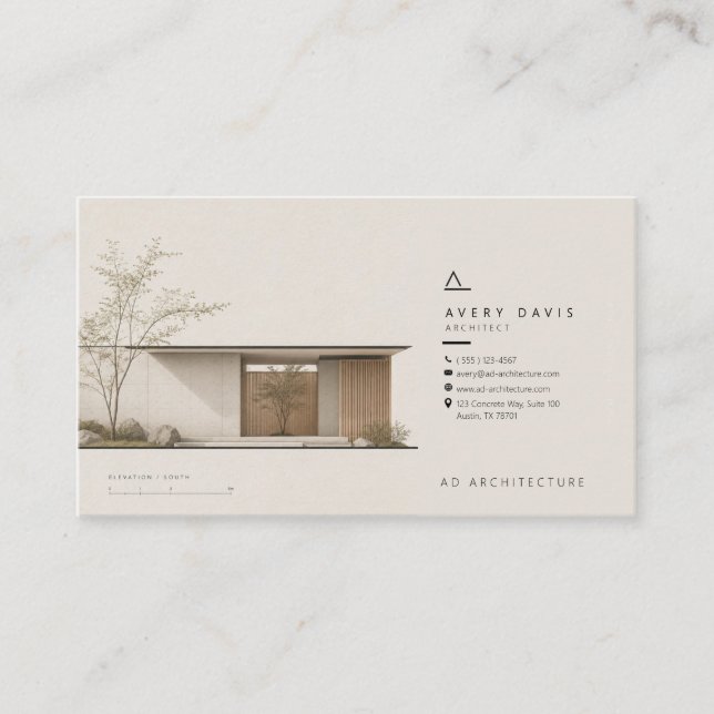 Cartão De Visita Arquiteto Japandi Moderno (Frente)