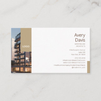 Cartão De Visita Arquiteto Minimalista com Foto de Edifício e Logot