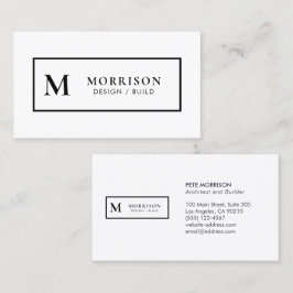 Cartão De Visita Arquiteto Monograma Branco Negro Professional