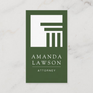 Cartão De Visita Arquitetura de pilar  Verde Simples Elegante 