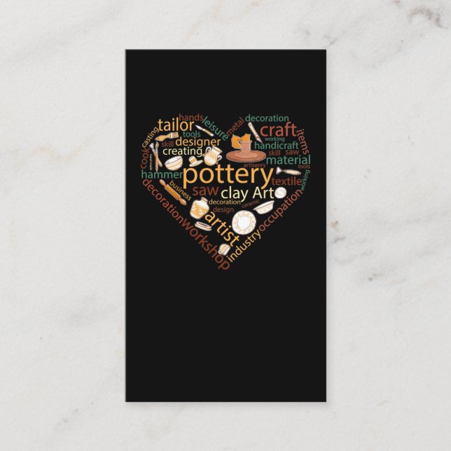 Cartão De Visita Arranjo cerâmico com coração de bateria (Frente)