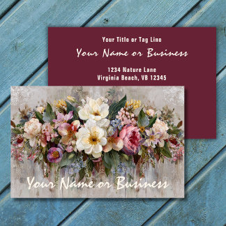 Cartão De Visita Arranjo Floral de Flores Silvestres Boho