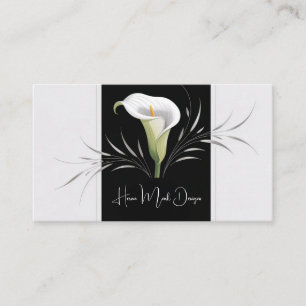 Cartão De Visita Art Deco Calla Lily Silver Flourish