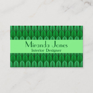 Cartão De Visita Art Deco Feather Pattern, Emerald Green Business