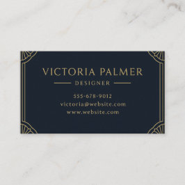Cartão De Visita Art Deco Navy and Gold Luxury Business Card
