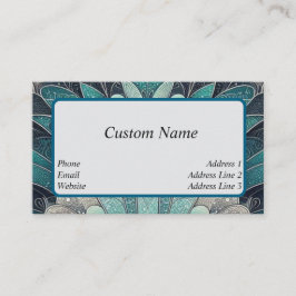 Cartão De Visita Art Nouveau Ventiladores Azuis e Prateados