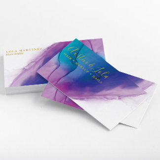 Cartão De Visita Arte Abstrato Azul Roxo-Teal Moderno