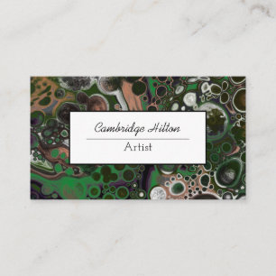 Cartão De Visita Arte Abstrato Fluida Verde e Marrom Marrom