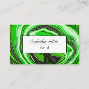 Cartão De Visita Arte Abstrato Fluida Verde e Negra
