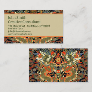 Cartão De Visita Arte Colorida do Dragão Asiático Chinês