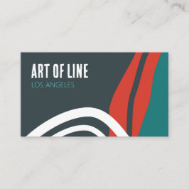 Cartão De Visita Arte da linha de tendência abstrato em vermelho az