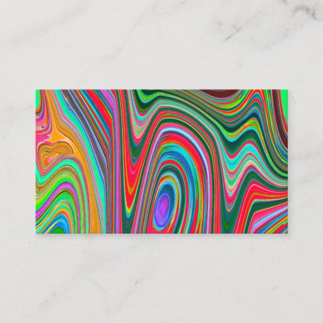 Cartão De Visita Arte de Abstrato azul, verde e vermelho trippy (Frente)