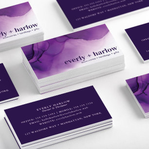 Cartão De Visita Arte de Abstrato de Álcool Roxo Elegante