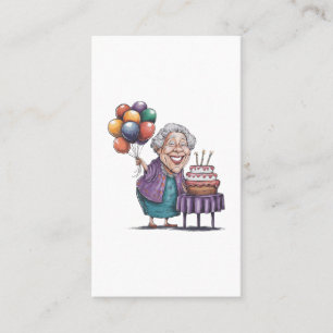 Cartão De Visita Arte de Balão de Aniversário de Nana Humorístico
