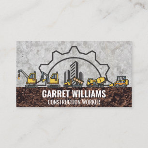 Cartão De Visita Arte de Construção   Veículos De Trabalho   Sol