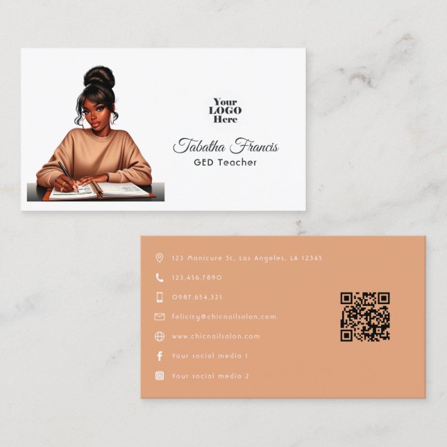 Cartão De Visita Arte de Empoderamento da Mulher Negra Afro Confide (Frente/Verso)
