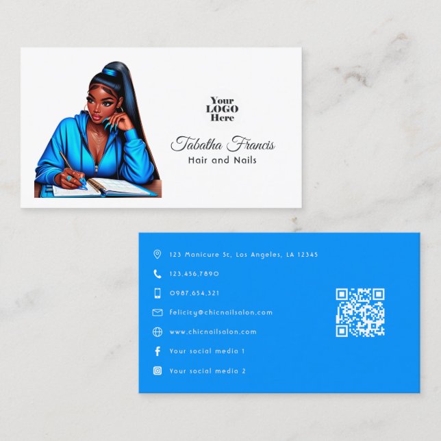 Cartão De Visita Arte de Empoderamento de Mulheres Afro-Descendente (Frente/Verso)