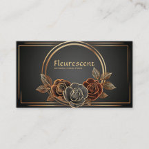Arte de Linha de Rosa Floral Preta e Dourada de Lu
