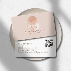 Cartão De Visita Arte de Linha Mínima Mulher Yoga Meditação Código 
