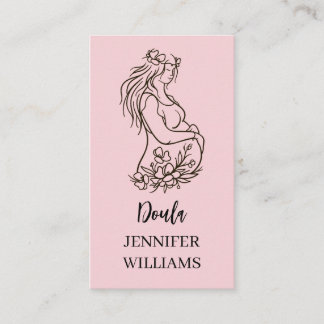 Cartão De Visita Arte de Linha Minimalista de Gravidez Floral Doula